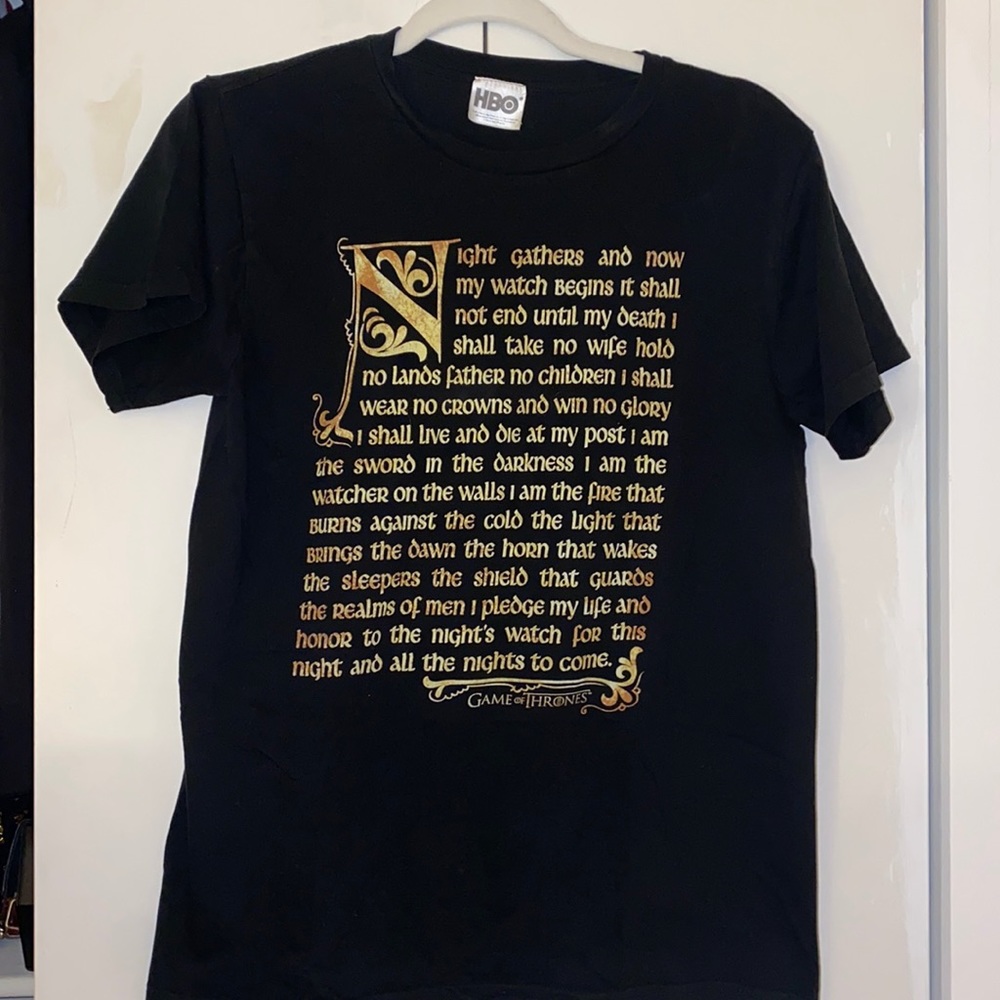 Game of Thrones Night’s Watch Oath GoT T-Shirt Small S